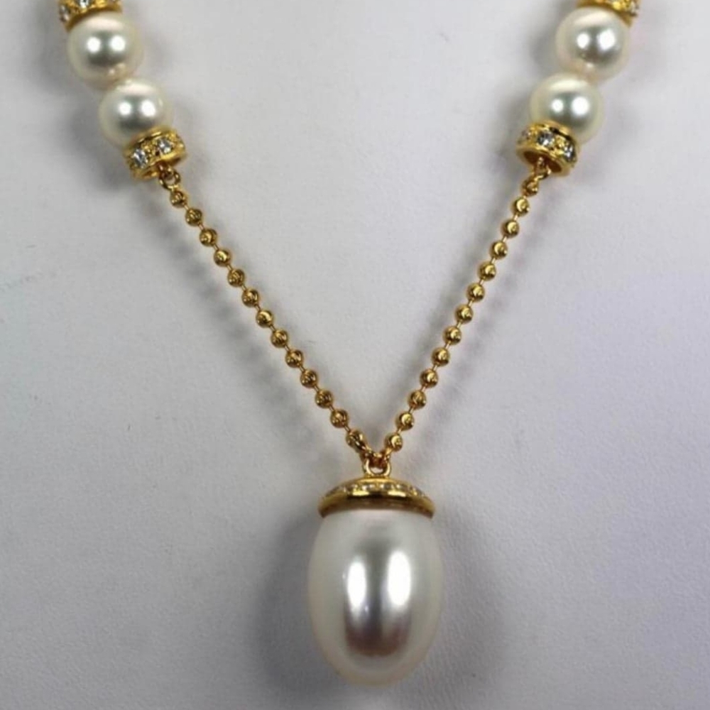 South Sea Drop Pearl & Diamond Necklace